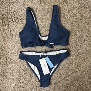 Cupshe navy blue two piece bikini set